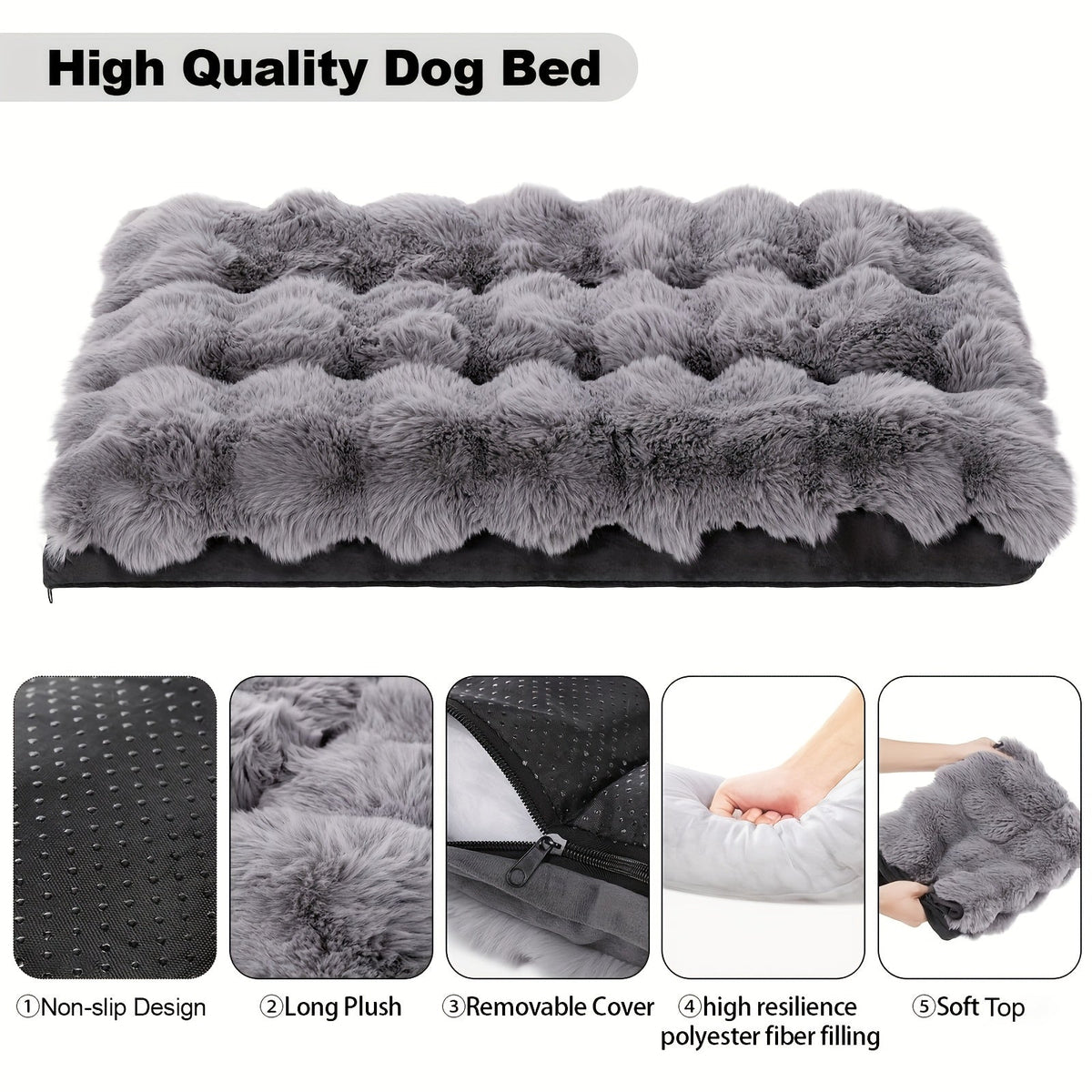 Lit orthopédique pour grands chiens – Couchage en mousse à mémoire de forme pour animaux avec housse amovible et lavable, base antidérapante, fausse fourrure, soulagement des articulations, ultra-résistant, tailles S, M, XL, XXL