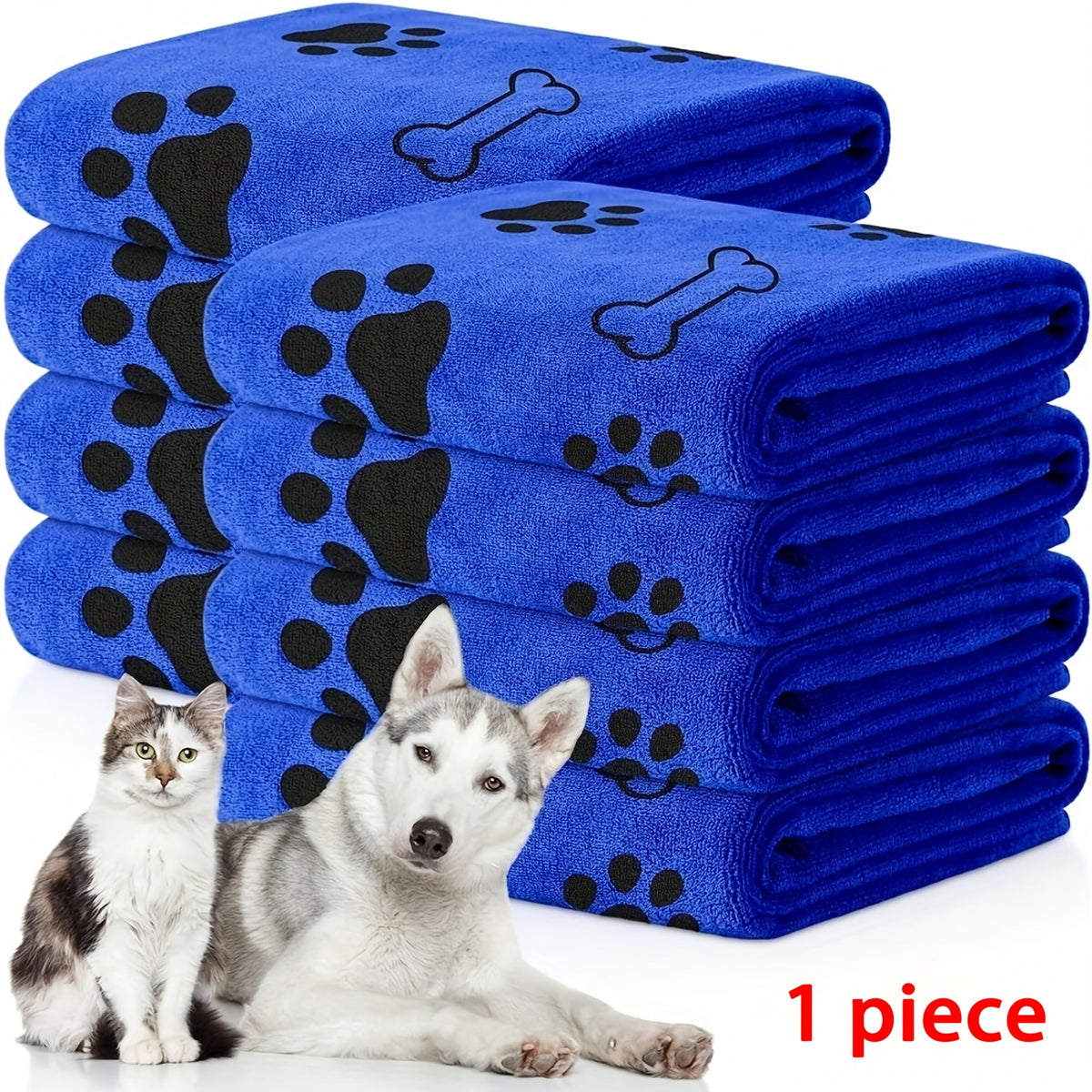 Grande serviette de bain pour chiens et chats, serviette en microfibre super absorbante et à séchage rapide, 100 x 60 cm, couverture de séchage douce pour le bain, le toilettage et la plage – Cadeau pour animaux de compagnie