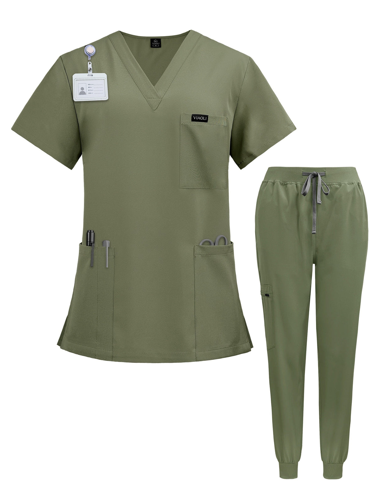 Ensemble d'uniformes médicaux unisexes pour infirmiers, médecins, personnel vétérinaire et dentaire - Vêtements de travail professionnels pour bloc opératoire en tissu extensible confortable - Disponible du S au XXL en 7 couleurs