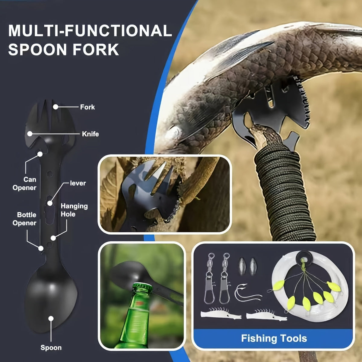 Kit de survie pour homme, ensemble d'équipement d'urgence de 12 à 115 pièces avec pierre à feu et multi-outil pour camping, randonnée, chasse, pêche, aventure en plein air, cadeau pour papa ou mari