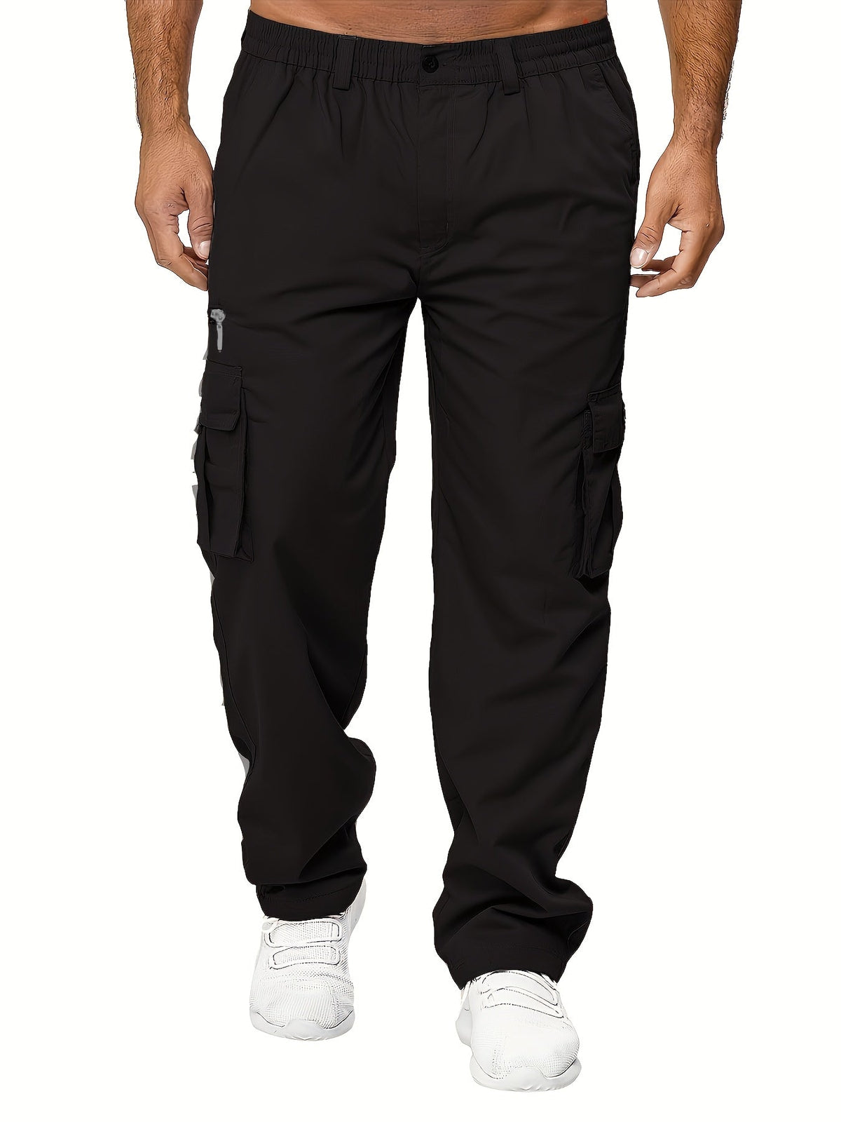 Lot de 3 pantalons cargo pour homme, coupe droite multipoches – Pantalon de randonnée en polyester tissé uni pour le printemps et l'automne, tailles S à XXXL, 9 combinaisons de couleurs
