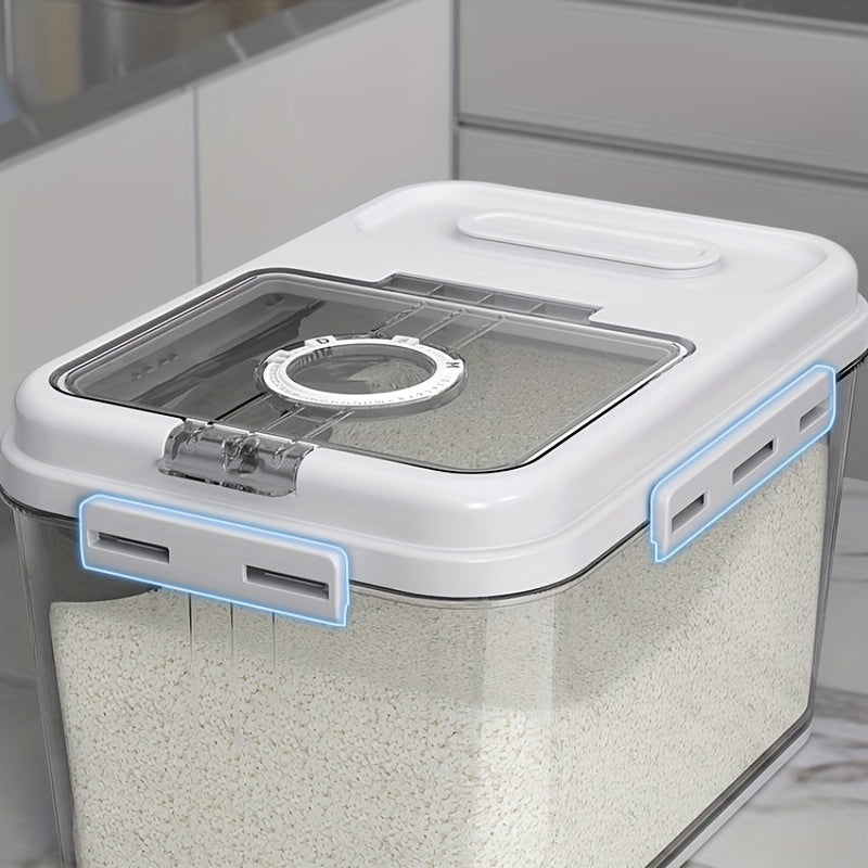 Ensemble de récipients hermétiques pour aliments avec couvercle à rabat – Boîtes à riz carrées en PET de 10,8 L et 7,8 L, distributeur de céréales anti-insectes et anti-humidité pour l'organisation du garde-manger – Réutilisables et sans BPA