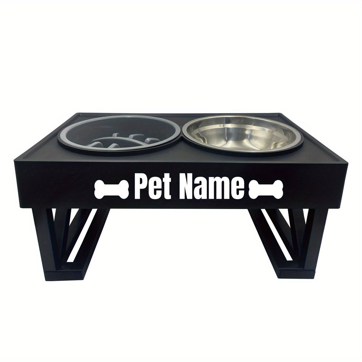 Gamelle surélevée personnalisée en acier inoxydable avec ralentisseur, double bol réglable en hauteur pour nourriture et eau pour chiens et chats de taille moyenne à grande