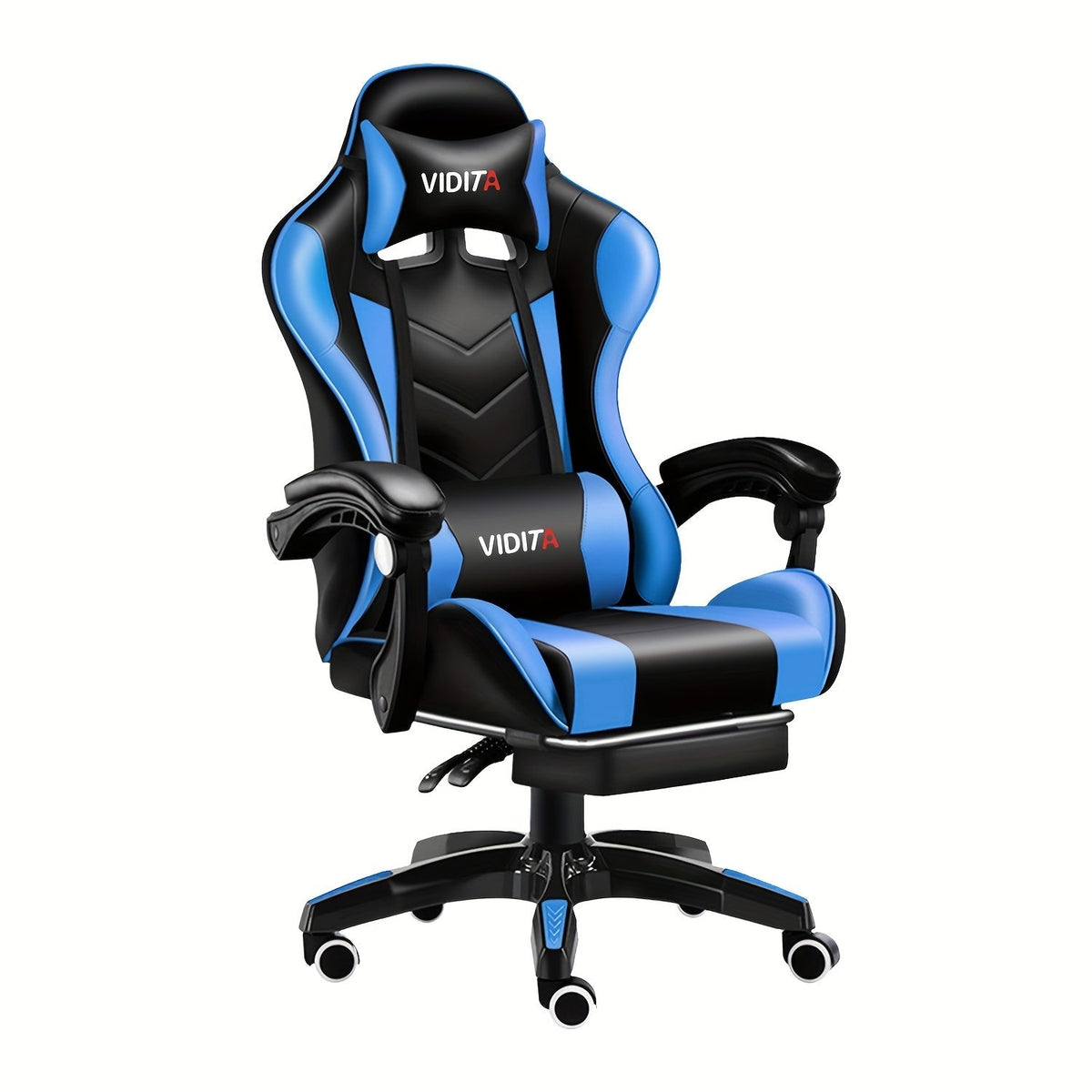 Chaise de jeu ergonomique à dossier haut style course avec repose-pieds et soutien lombaire – Chaise de bureau pivotante inclinable réglable, 8 couleurs