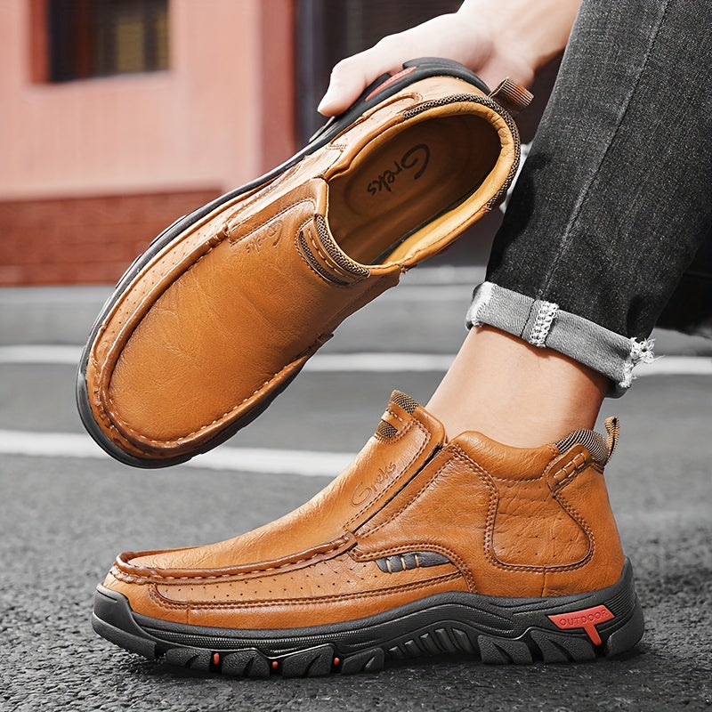 Bottines à enfiler cousues main pour homme GREKS, mocassins décontractés style Chukka, semelle antidérapante pour la randonnée, la conduite et le quotidien – chaussures légères et confortables pour homme
