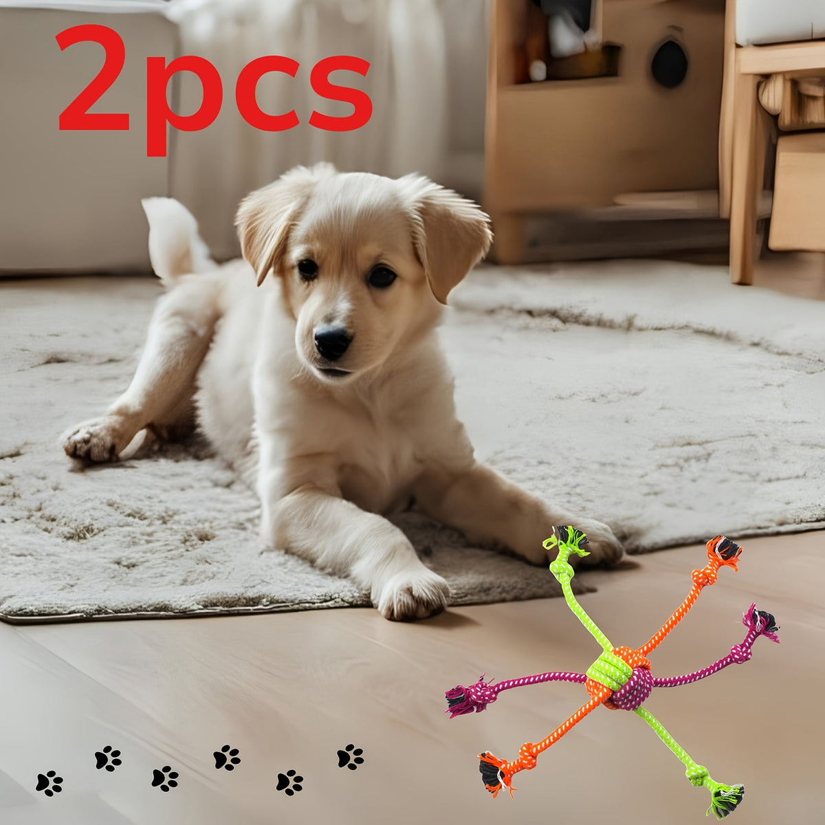 Lot de 2 jouets corde robustes pour chiens destructeurs – Jouet de traction ultra-résistant avec coutures renforcées, corde non toxique pour le nettoyage des dents des chiots et chiens adultes, alternative durable à l'os à mâcher