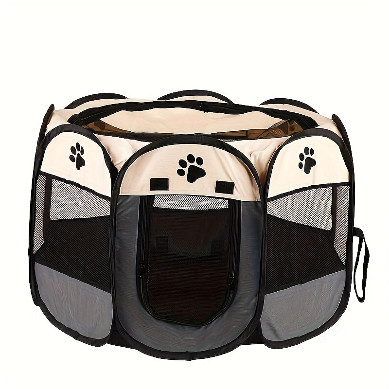 Enclos pliable octogonal pour animaux, niche toutes saisons et lit pour chat – Cage pour chiens et chats en tissu Oxford résistant aux rayures, parc portable pliable pour intérieur, extérieur, camping et voyage