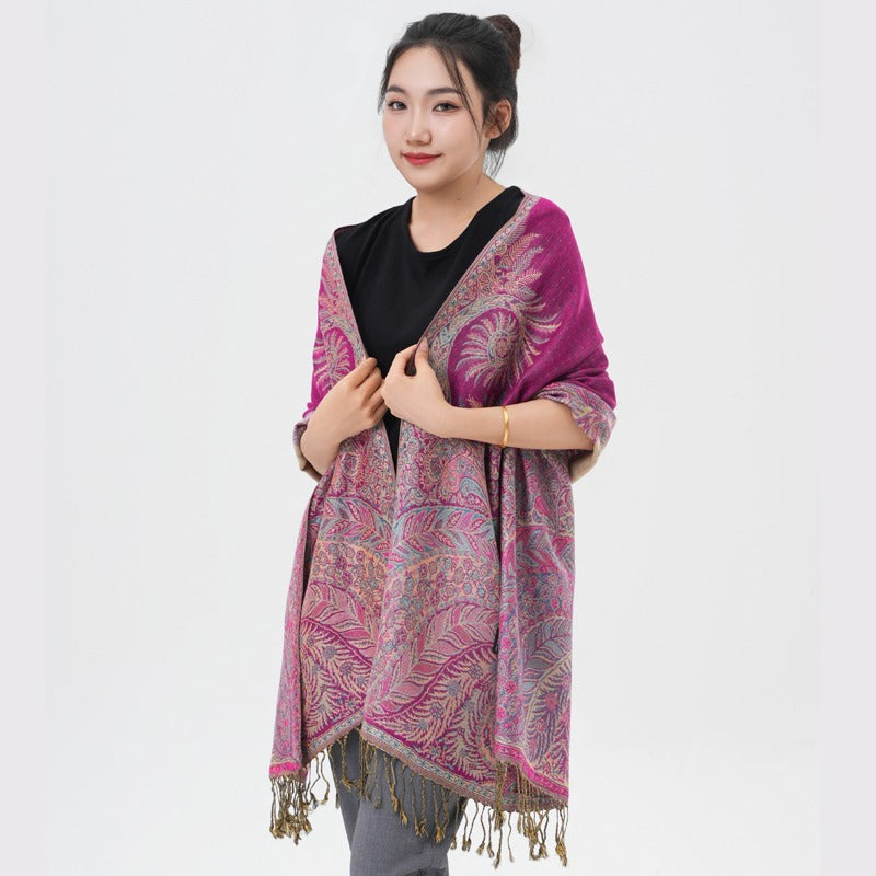 Écharpe pashmina à motif cachemire « queue de phénix » – Châle enveloppant épais et chaud pour femme, tissu doux et luxueux disponible en 17 couleurs éclatantes, polyvalent pour les événements formels, le quotidien et les cadeaux