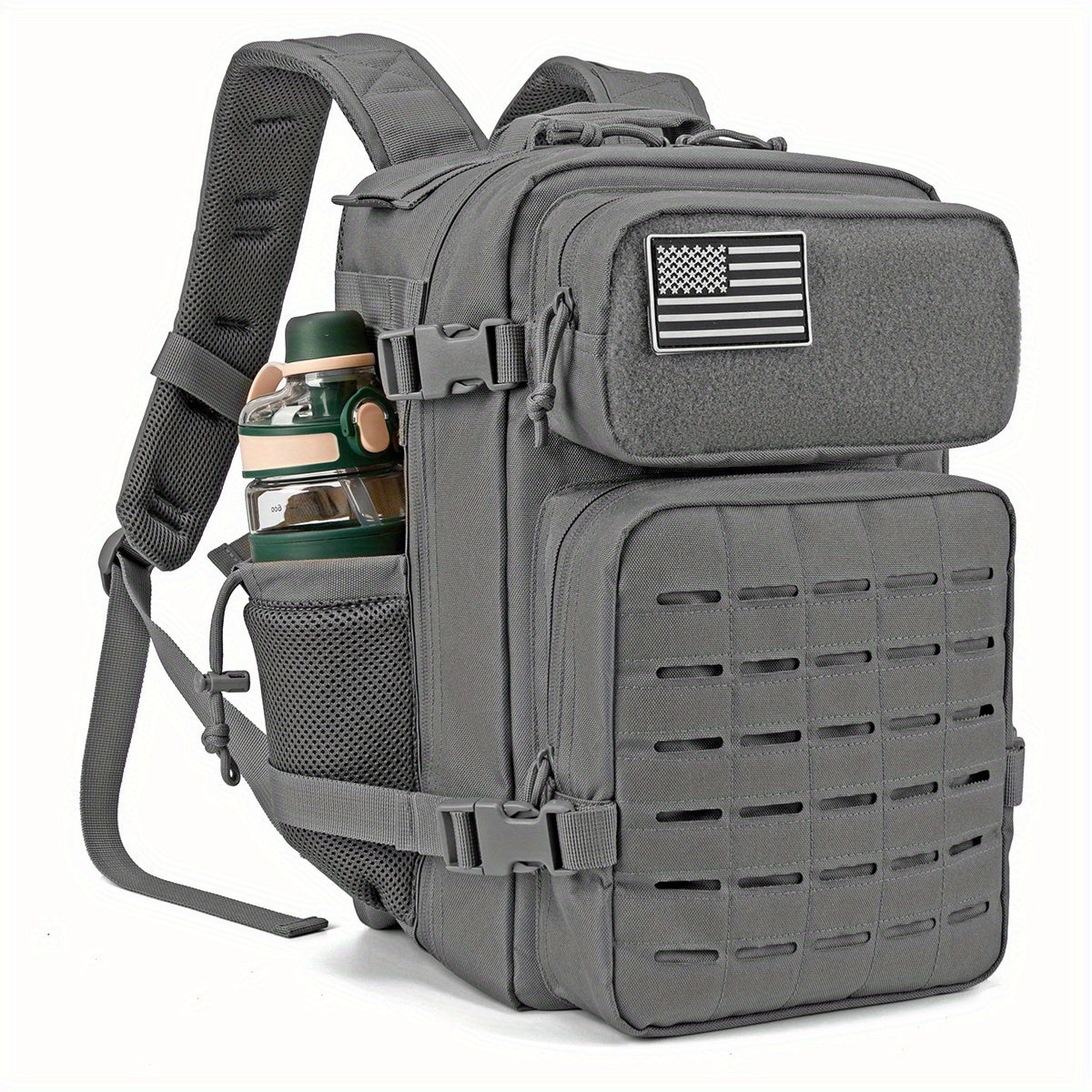 Sac à dos tactique MOLLE 25L pour ordinateur portable pour hommes et femmes – Sac militaire d'urgence, sac de randonnée avec double porte-gobelets, 9 couleurs, sac pour le bureau et les voyages en plein air