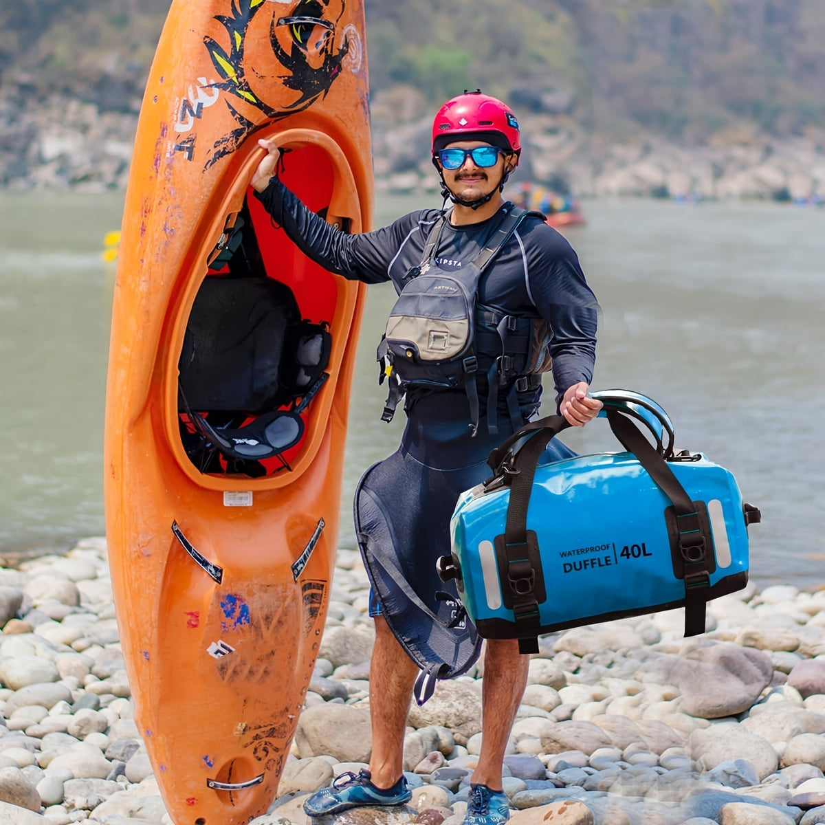 Sac à dos étanche pour kayak, camping, surf et voyage – Sac polochon léger à fermeture par enroulement pour hommes et femmes, stand-up paddle, bateau et aventures en plein air, 40 L / 60 L / 90 L