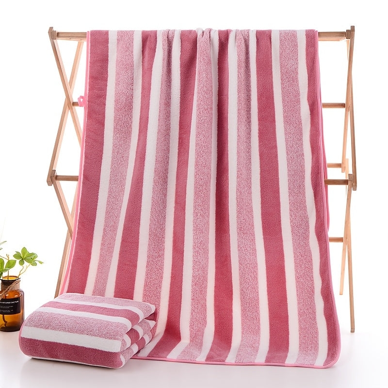 Ensemble de serviettes de bain rayées, absorbantes, à séchage rapide, ultra douces et douces pour la peau, 70 x 140 cm, pour la maison, la salle de bain ou la plage – Disponible en lot de 1 ou 4, plusieurs couleurs au choix