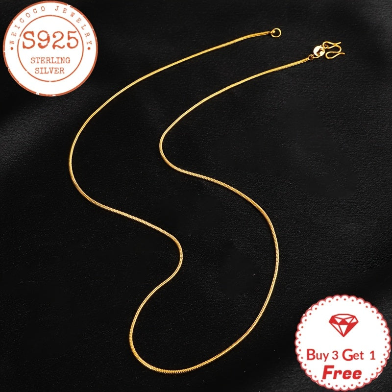 Collier chaîne serpent en argent sterling 925 plaqué or 24 carats 1 mm – Collier superposable fait main avec coffret cadeau pour femme et homme, parfait pour la Saint-Valentin, la fête des mères, Noël et les anniversaires