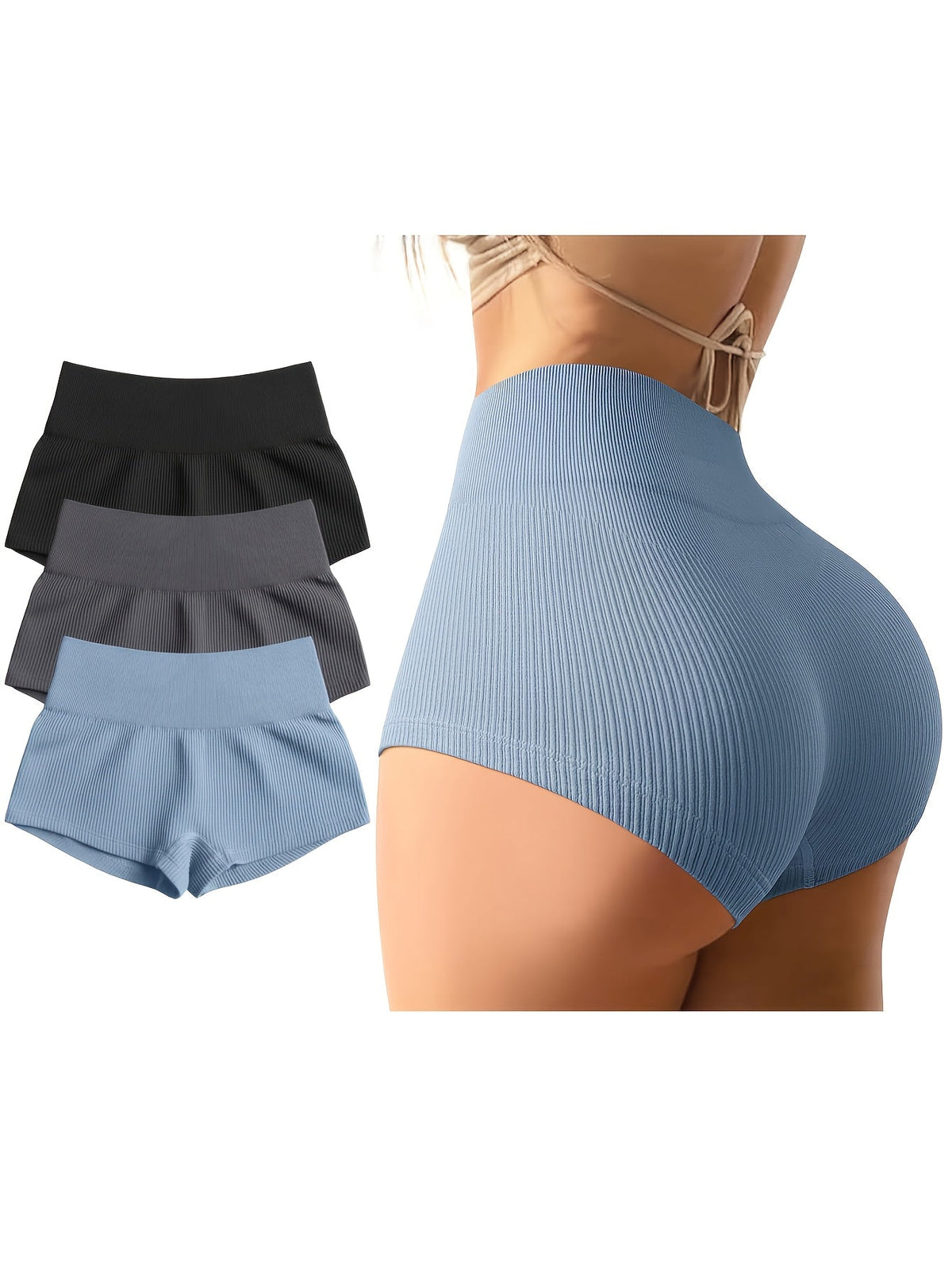 Lot de 3 shorts de yoga sans coutures à taille haute pour femme, shorts de sport extensibles en nylon pour la salle de sport, la course, le vélo, vêtements de sport S-XL