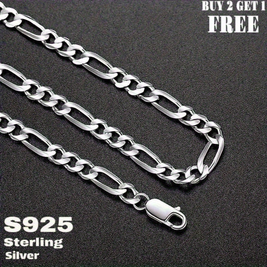Collier chaîne Figaro en argent sterling 925 – 6 mm de large, 18 à 24 pouces, unisexe pour hommes et femmes, coffret cadeau inclus – Chaîne en argent classique pour un usage quotidien et offrir en cadeau