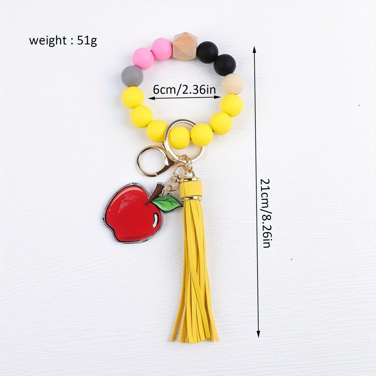 Ensemble cadeau de 4 porte-clés à perles pour enseignant – Porte-clés artisanaux avec breloques crayon, pomme, carnet et mot « TEACH », fermoir mousqueton, cadeau pour la fête des enseignants, remise de diplôme ou rentrée scolaire, pendentif pour sac