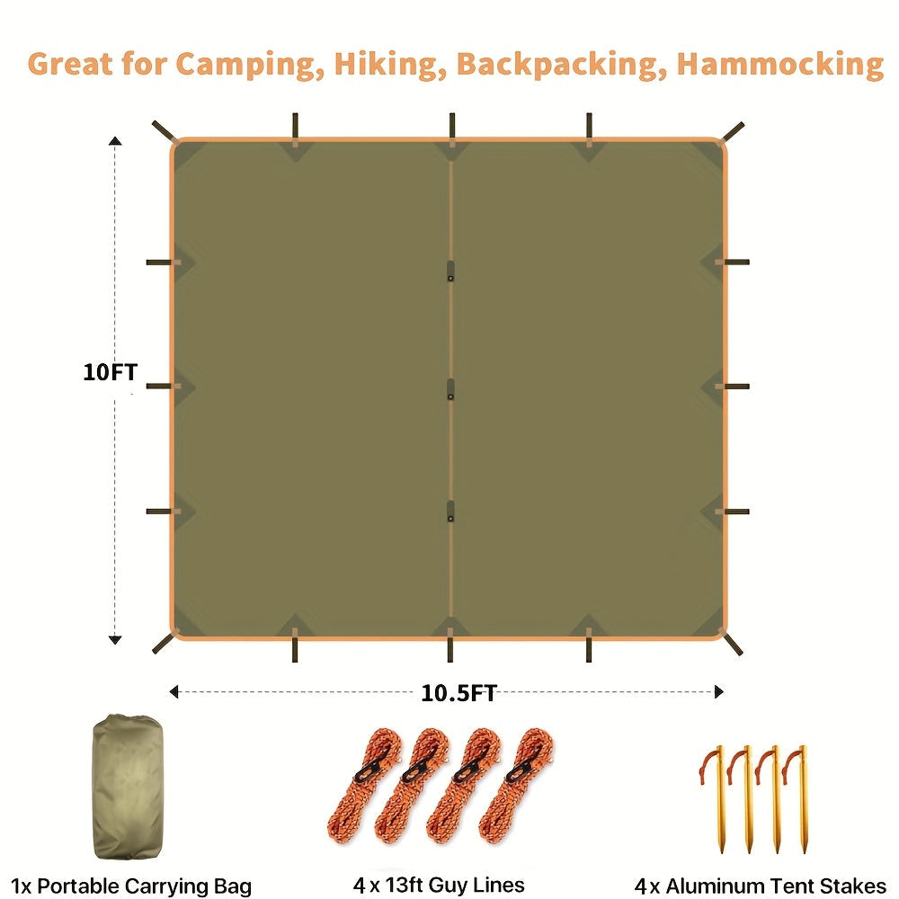 Toile de tente de camping avec protection UV et support en alliage – Abri pliable et portable pour 4 personnes pour randonnée, camping, jardin et survie en plein air | Auvent de camping toutes saisons