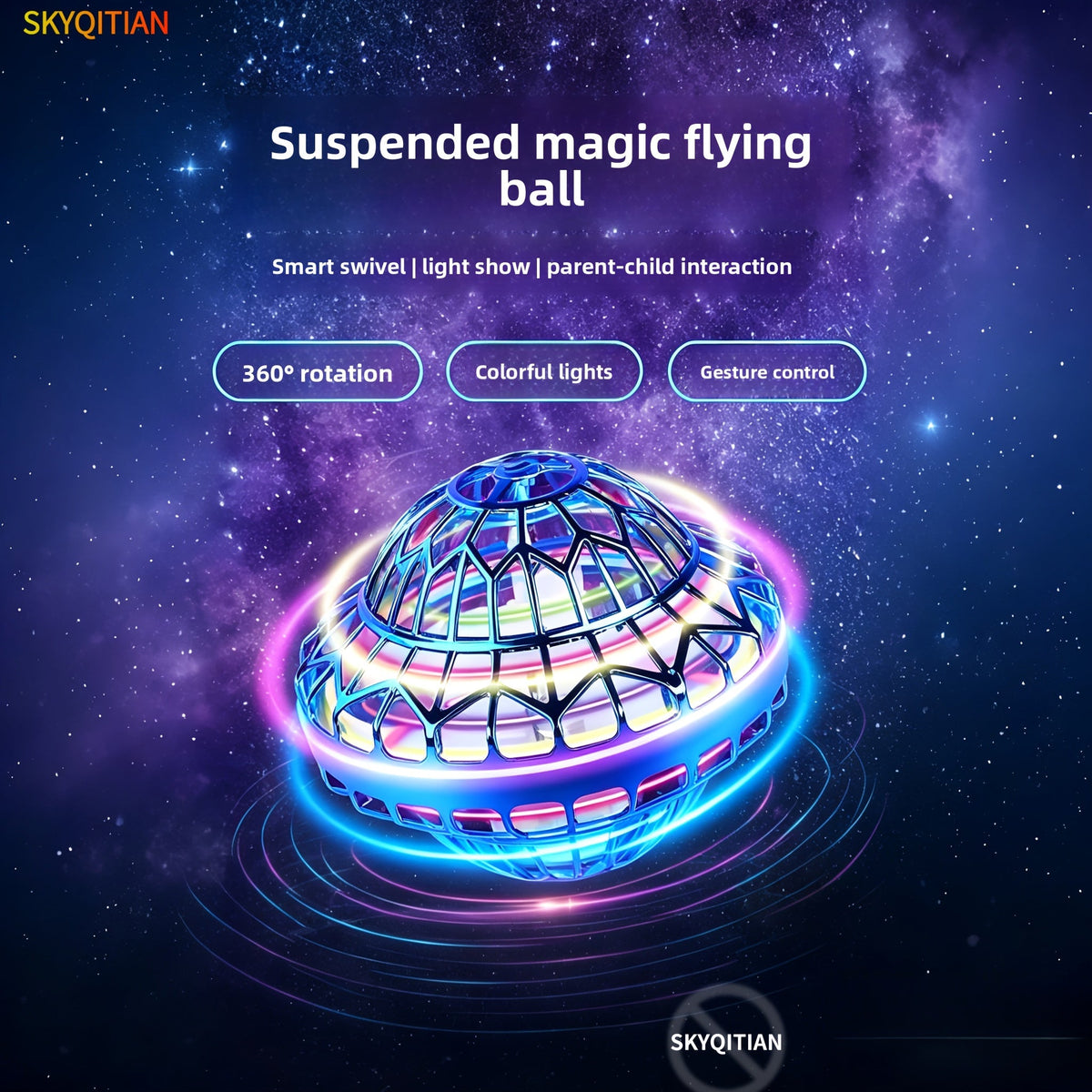 Jouet balle volante magique OVNI avec lumière LED – Contrôle manuel, balle boomerang à lévitation, contrôle intelligent par gestes, jeu intérieur/extérieur, cadeau de fête pour enfants, garçons et filles, Halloween, Noël