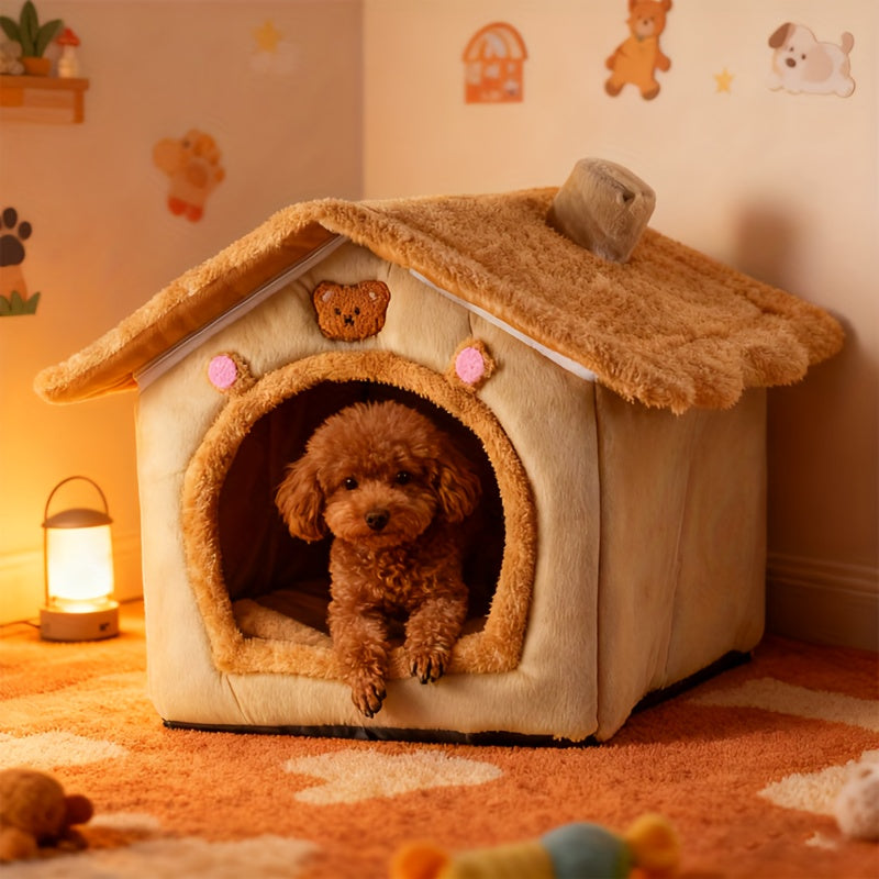Niche douillette pour petits chiens - Lit panier en peluche épaisse et chaude pour l'hiver, idéal pour Teddy, Chihuahua, Spitz nain, Bichon, Schnauzer, Bouledogue, nid de sommeil confortable pour intérieur