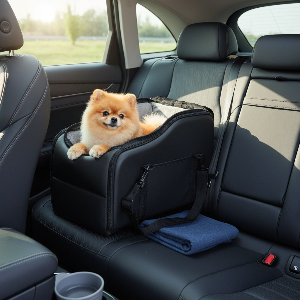 Siège auto rehausseur pour animaux avec harnais de sécurité – Coussin de transport pour chiens et chats pour console centrale, lit de voyage portable, construction robuste facile à nettoyer, plusieurs coloris