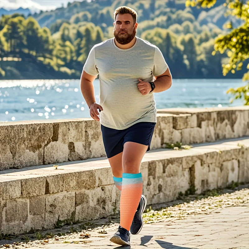 4 paires de chaussettes de compression pour femme, extra larges et extra longues, à motif floral, 80 % polyamide, tricot extensible pour femmes enceintes, infirmières, course à pied, cyclisme, yoga, randonnée et voyage – toutes saisons