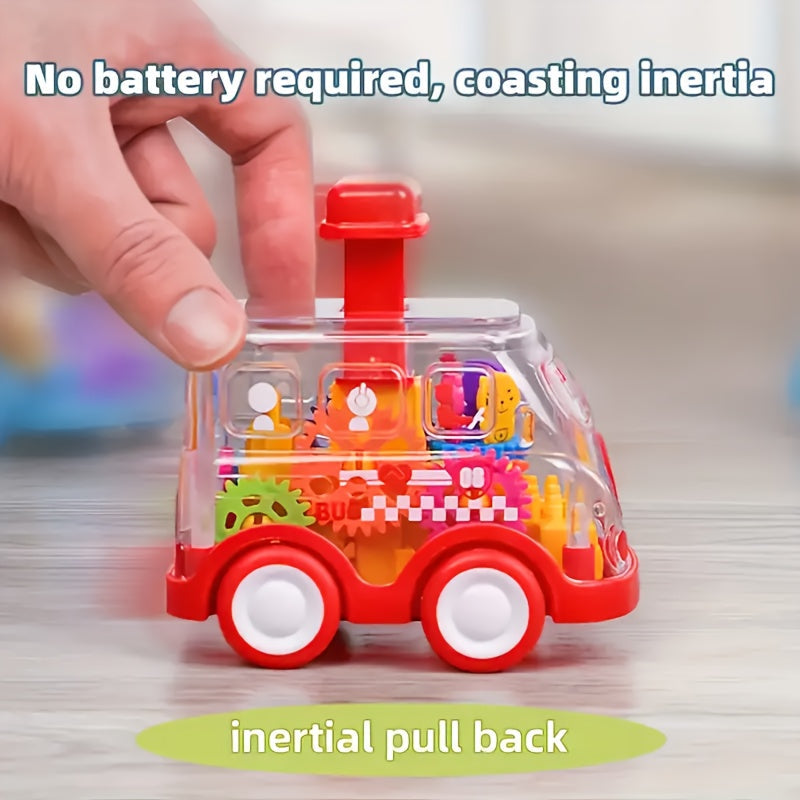 Voiture jouet transparente à rétrofriction pour enfants – Modèle de voiture à moteur visible éducatif pour garçons et filles | Cadeau d'anniversaire, de Noël ou d'Halloween, disponible en jaune, bleu et rouge