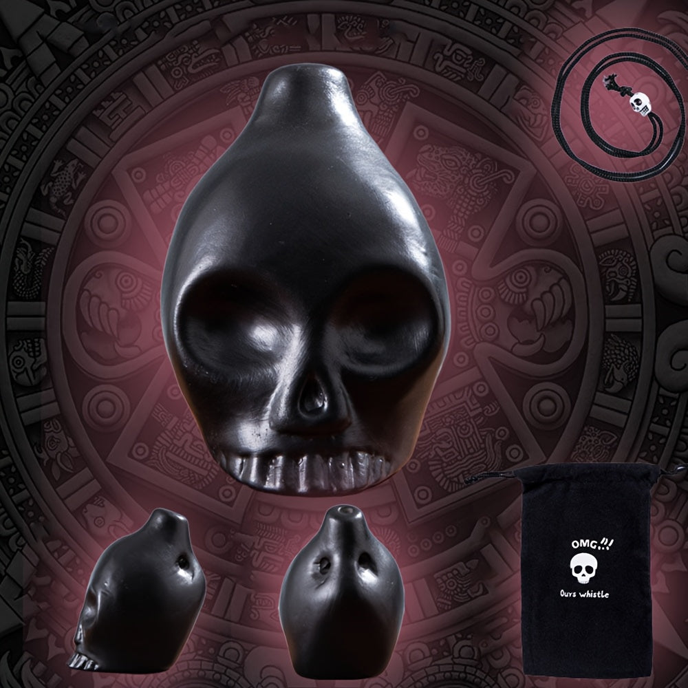 Sifflet de la mort aztèque, réplique d'instrument de musique en forme de crâne, fabriqué à la main en céramique – Cadeau unique pour les passionnés d'histoire, les collectionneurs et décoration d'Halloween, aucune pile nécessaire