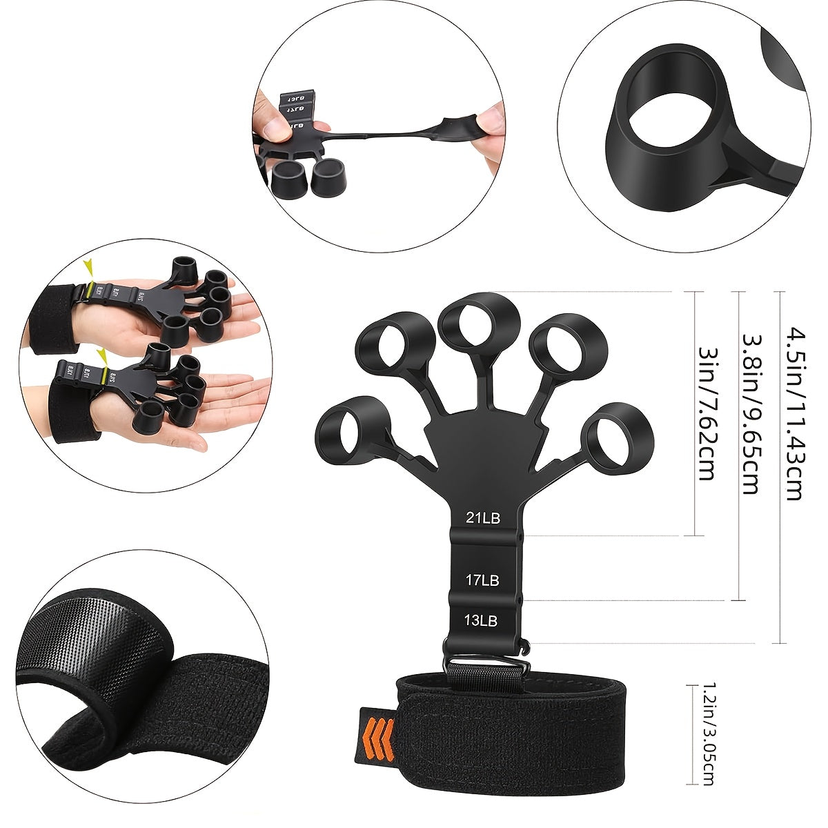 Kit d'entraînement de la force de préhension 4 pièces – Pince de musculation, exerciseur de doigts, anneau de renforcement manuel et extenseur de doigts avec dragonne pour hommes, femmes et athlètes