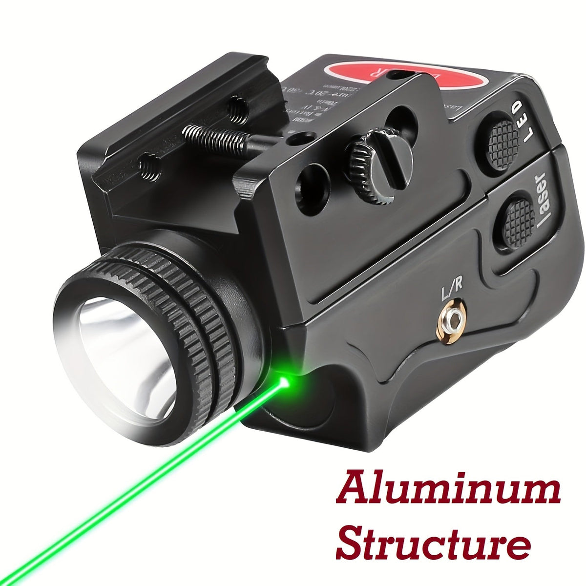Combo lampe torche LED et viseur laser vert tactique pour rail Picatinny, ambidextre, rechargeable par USB, compatible pistolets à air comprimé, armes de poing, fusils de chasse et carabines, compact et léger 55 g