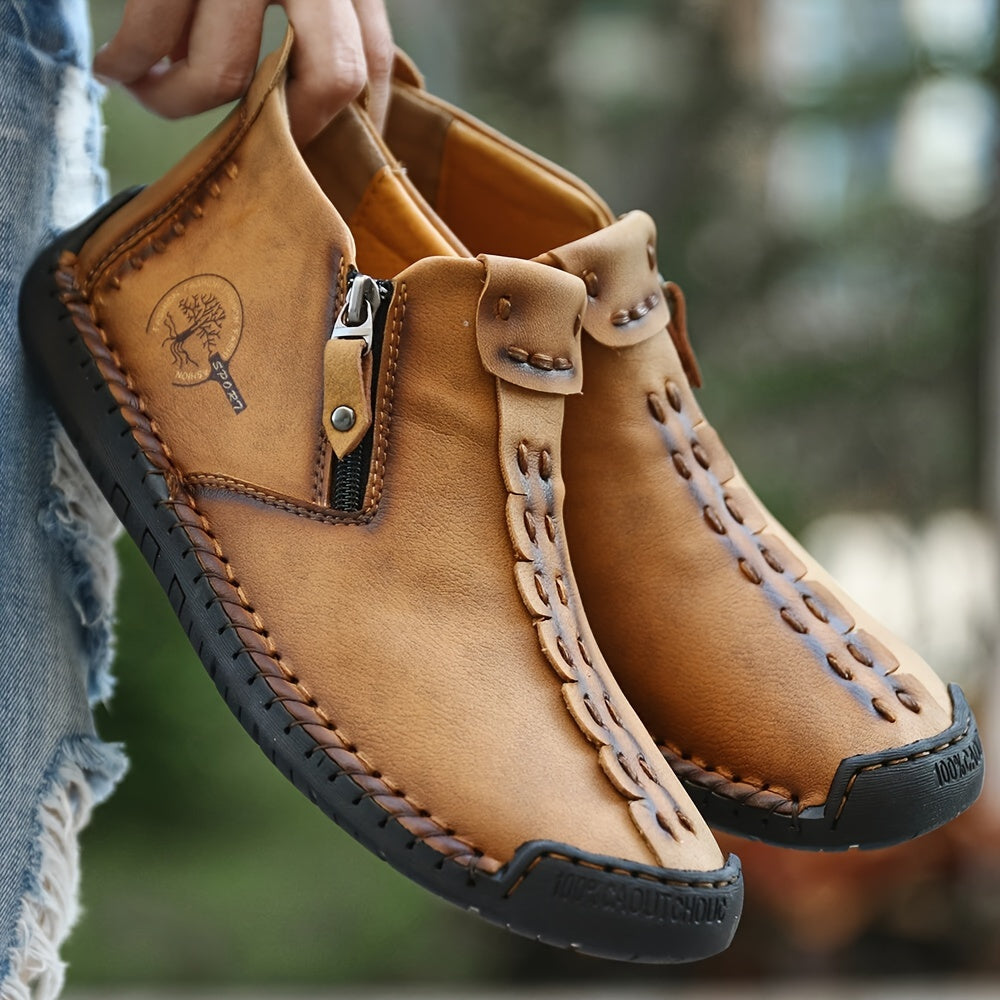 Bottines pour hommes, mocassins décontractés cousus main, chaussures à enfiler pour le travail en extérieur – 4 couleurs, tailles US 7,5-12,5, semelle antidérapante durable