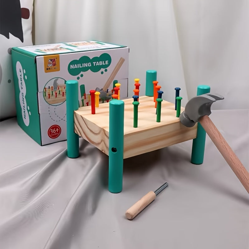 Jouet à marteler pour tout-petits, set de clous à frapper cinq couleurs, reconnaissance des couleurs, coordination œil-main, jouet éducatif STEM interactif parent-enfant, cadeau d'anniversaire ou de Noël pour enfants