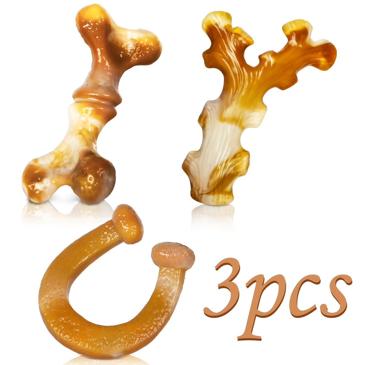 Lot de 3 jouets à mâcher durables pour chiens destructeurs – Jouets en nylon robuste pour chiens de taille moyenne à grande – Jouets à mâcher indestructibles longue durée pour le nettoyage des dents et contre l'ennui