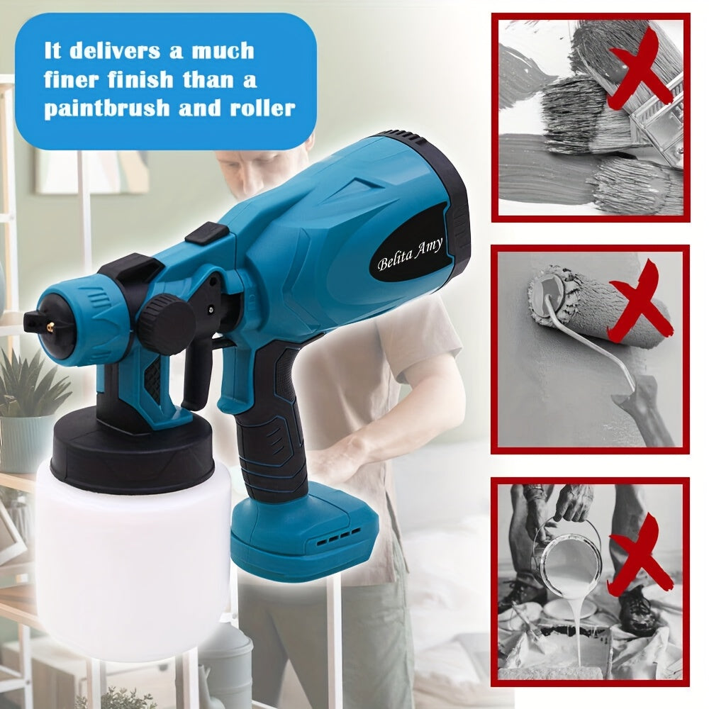 Pistolet à peinture électrique HVLP – Pistolet pulvérisateur airless avec 3 motifs, réservoir de 800 ml, nettoyage facile pour maison, meubles, placards, clôtures, murs, voitures et projets de bricolage