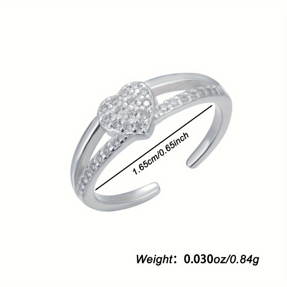 Chevillère cœur en argent sterling 925 pour femme – Bracelet de cheville ajustable avec accent en oxyde de zirconium, bijou romantique pour la Saint-Valentin et les vacances à la plage en argent et or, style vintage léger de 1,3 g