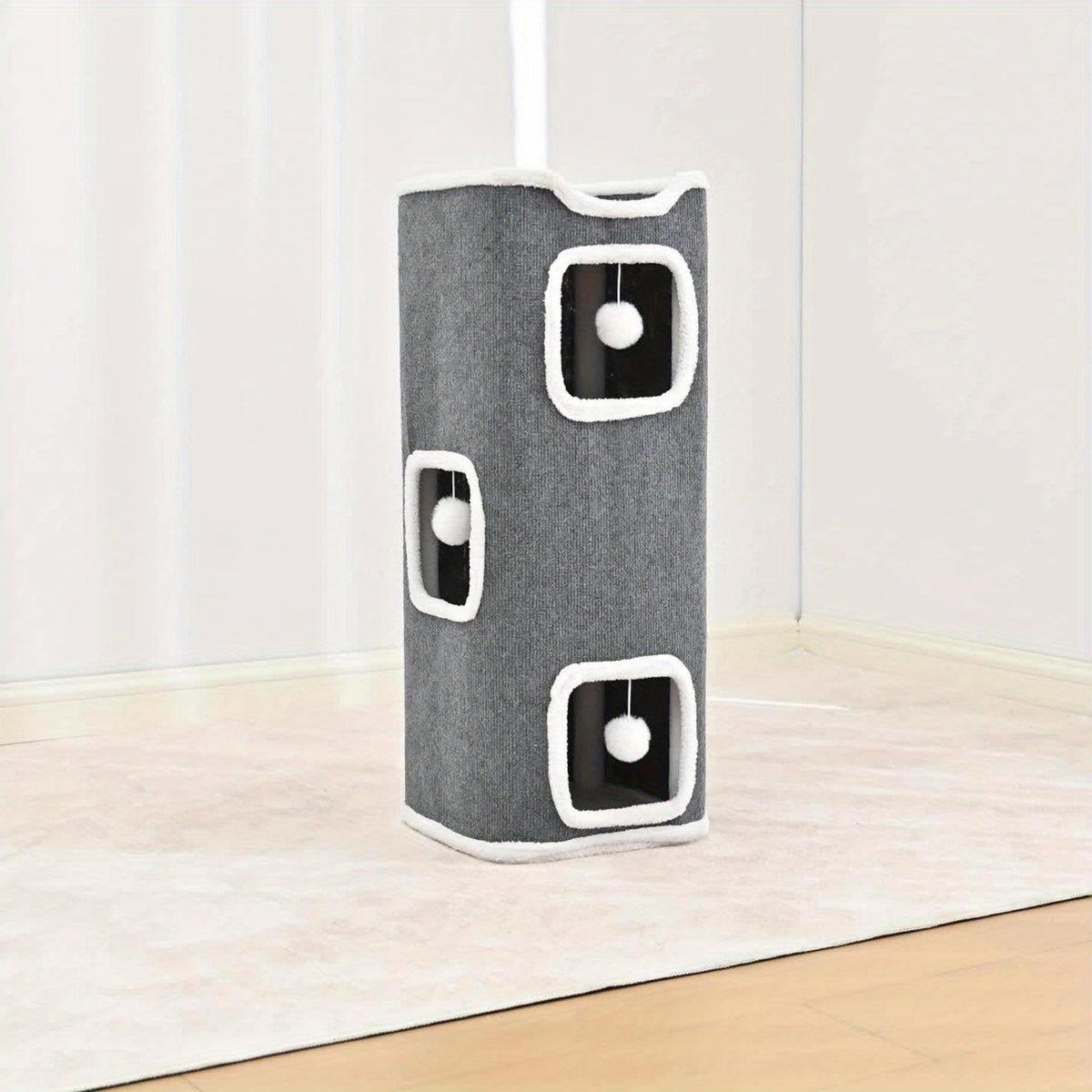 Arbre à chat pliable multi-niveaux pour chats d'intérieur – Griffoir, perchoir confortable, niche avec balle suspendue, refuge, panier douillet, options 1/3/4 étages