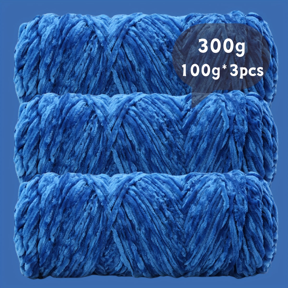 Fil chenille velours, lot de 3 pelotes de 300 g (3 x 100 g), laine douce et épaisse pour tricot et crochet, 47 couleurs, idéal pour débutants, artisanat de luxe pour pulls, écharpes, bonnets, poupées, sacs, amigurumi et projets DIY