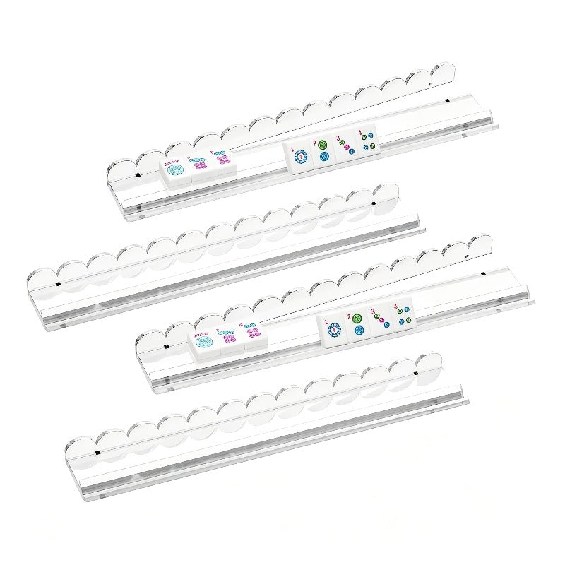 Ensemble de 4 réglettes de Mah-jong américain, 20 pouces, en acrylique transparent, avec poussoirs en U, antidérapantes et robustes, incluant sac de rangement, accessoires de jeu pour table de Mah-jong