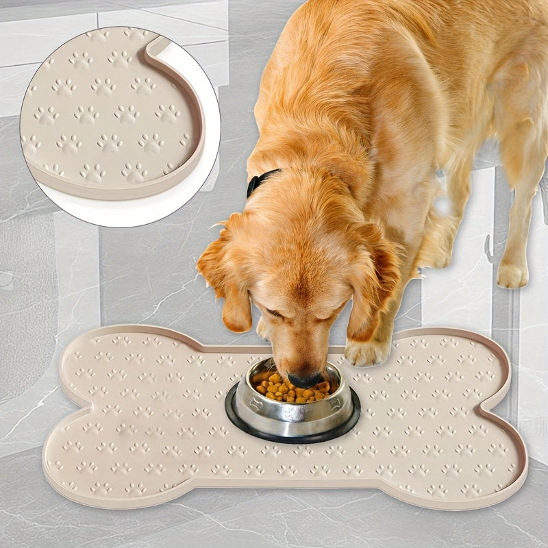 Tapis de nourrissage en silicone pour chiens – Tapis de gamelle antidérapant et imperméable facile à nettoyer – Sets de table pour gamelles d'eau et de nourriture pour chiens en noir, abricot, rose et gris