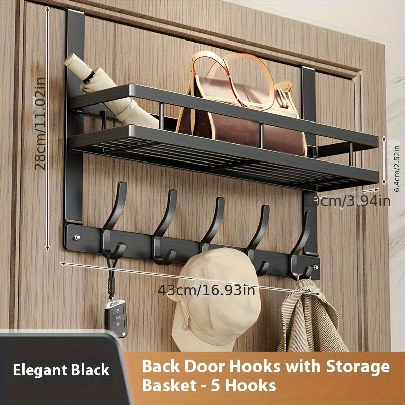 Porte-vêtements de porte avec crochets, organisateur en métal robuste pour chambre, salle de bain, cuisine, placard, aucun outil requis, 4 à 8 crochets