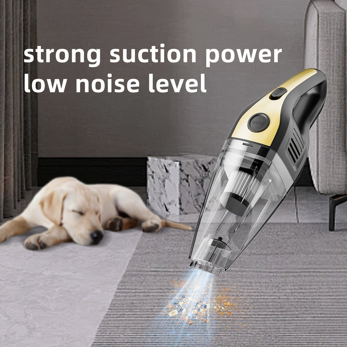 Aspirateur à main rechargeable sans fil – Aspiration puissante de 6 kPa, 40 dB silencieux, mini aspirateur portable pour poils d'animaux, voiture, clavier, nettoyage de bureau et maison avec suceur plat