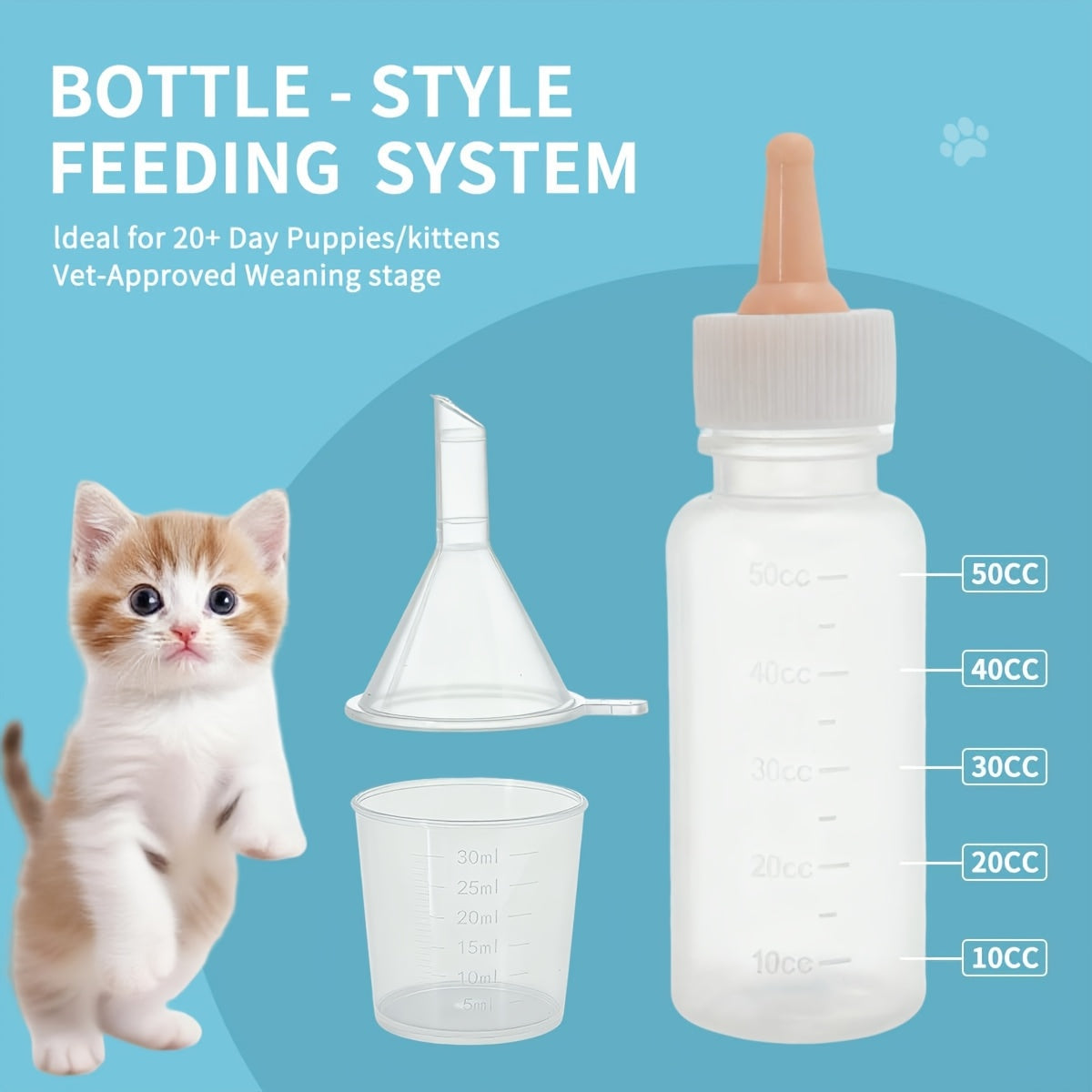 Kit d'allaitement pour nouveau-nés de 11 pièces - Ensemble biberon pour chatons et chiots avec tétines de rechange et brosses de nettoyage, fournitures d'alimentation néonatales pour bébés chatons, chiots, écureuils et petits animaux