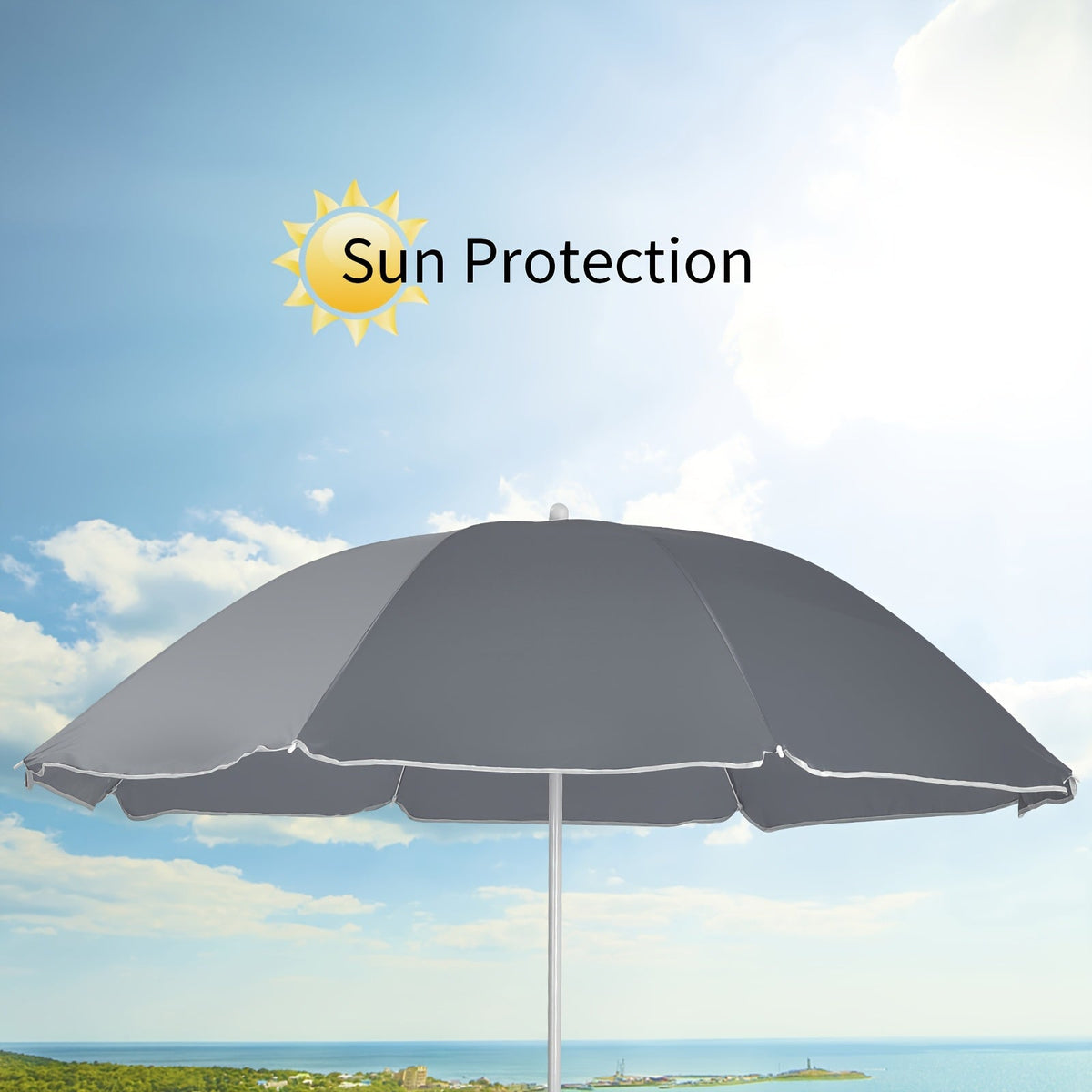 Ensemble de 2 chaises de plage pliantes avec parasol, table et sac isotherme – Chaise de pique-nique compacte et pliable pour la plage, le camping et les sorties en plein air, capacité de 122 kg par siège
