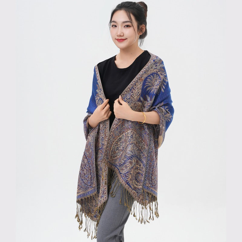 Écharpe pashmina à motif cachemire « queue de phénix » – Châle enveloppant épais et chaud pour femme, tissu doux et luxueux disponible en 17 couleurs éclatantes, polyvalent pour les événements formels, le quotidien et les cadeaux