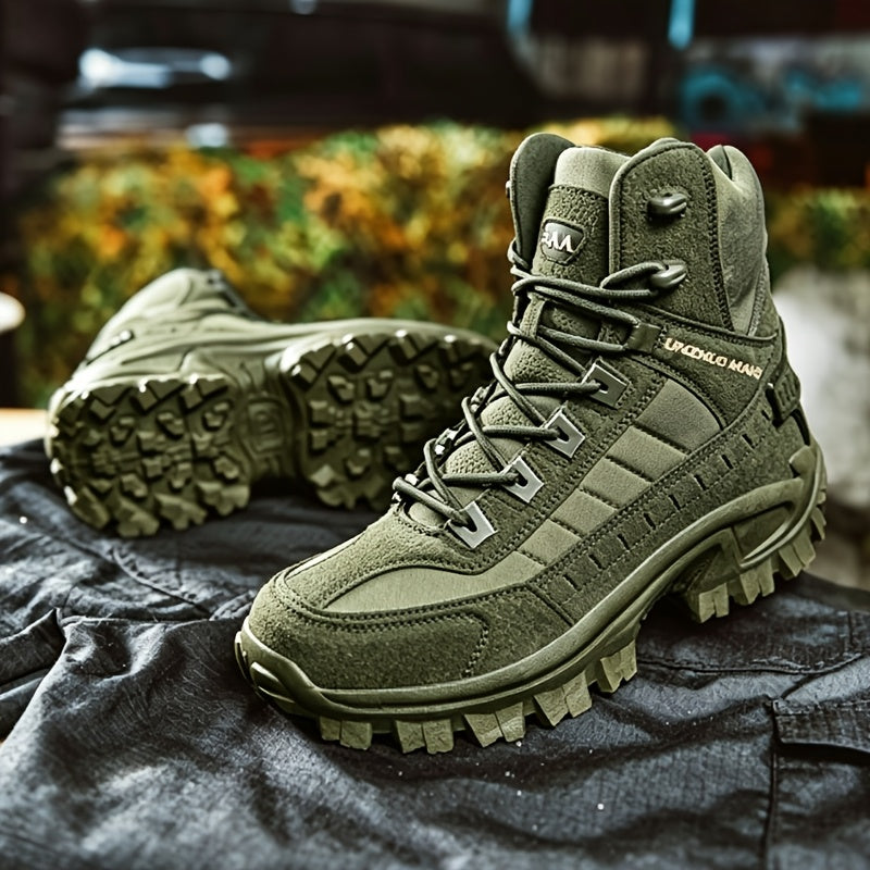 Bottes de randonnée tactiques montantes légères pour hommes – Bottes d'extérieur durables et antidérapantes pour la jungle, la chasse et les voyages d'aventure, toutes saisons, vert armée, marron foncé, sable, US 6,5-12