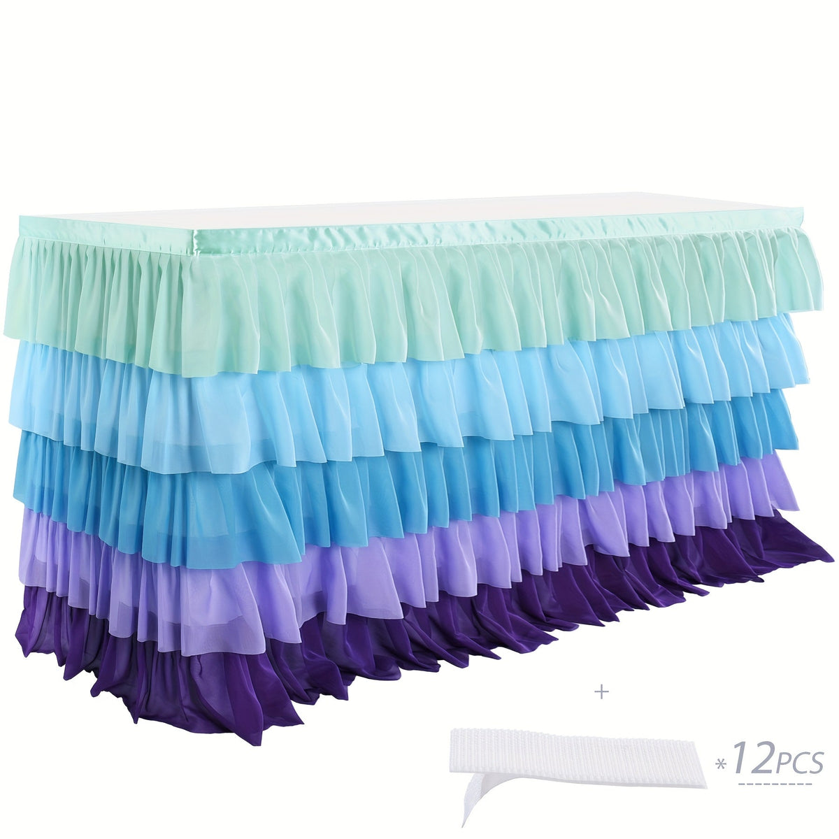 6ft Tulle Tutu Table Skirt β Chiffon Ruffle Table Skirting for Birthday Party, Wedding, Bridal Shower, Girls Party & Holiday Decor β Easy Hook & Loop Install, 12 Colors (72"L x 30"H)