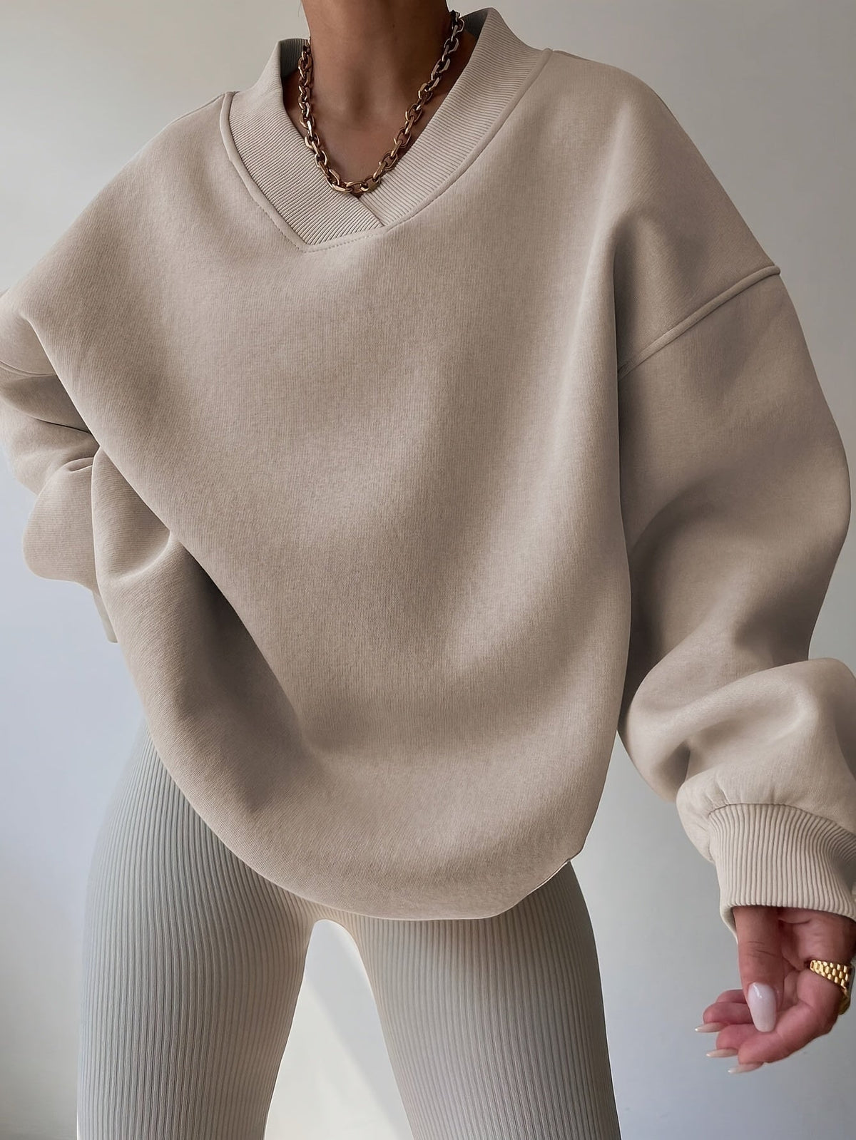Sweat-shirt oversize à coupe ample pour femme – Pull à col large et épaules tombantes pour l'automne et l'hiver, haut décontracté et confortable