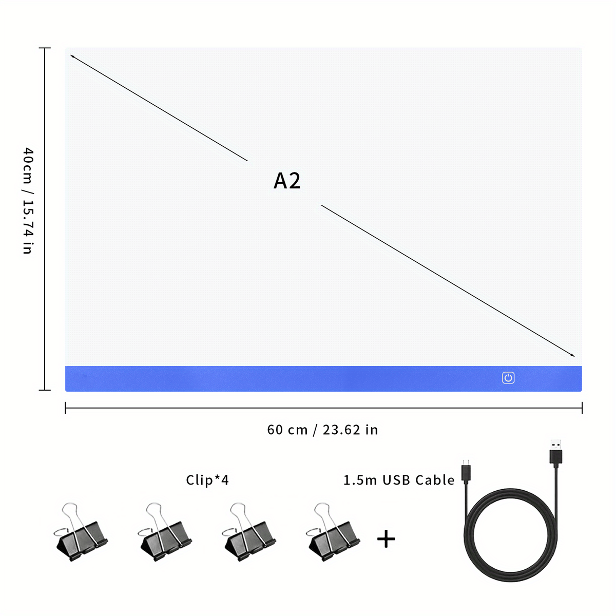 Tablette lumineuse de traçage LED A2 – Table lumineuse ultra-fine à contrôle tactile variable pour peinture au diamant, croquis, animation, transfert de tatouage et streaming, alimentée par USB, LED respectueuses des yeux, compatible Mac/PC | Velora