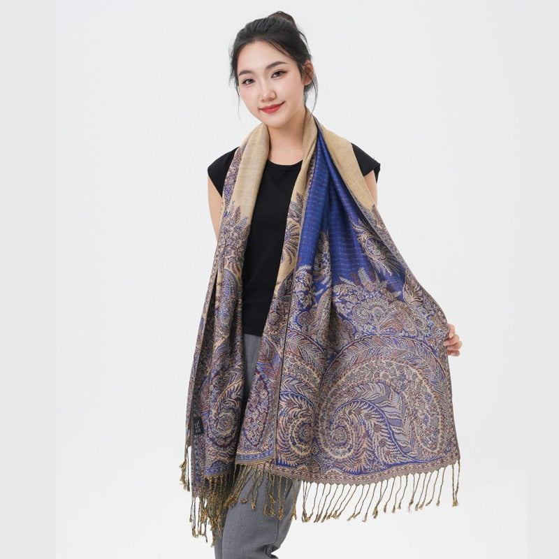 Écharpe pashmina à motif cachemire « queue de phénix » – Châle enveloppant épais et chaud pour femme, tissu doux et luxueux disponible en 17 couleurs éclatantes, polyvalent pour les événements formels, le quotidien et les cadeaux