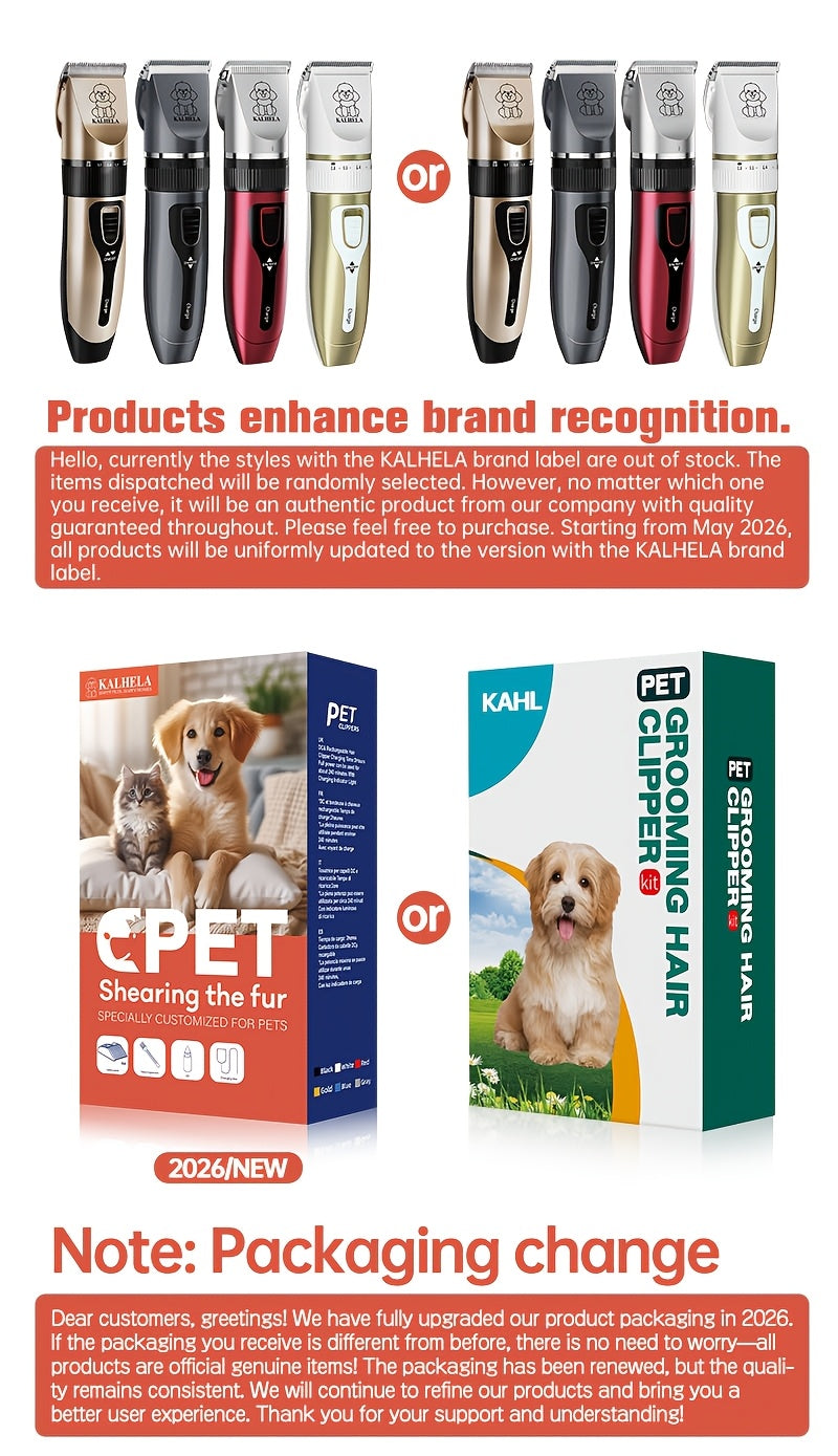 Tondeuse pour animaux sans fil rechargeable avec affichage LED - Tondeuse professionnelle sans fil pour poils de chien, têtes interchangeables, 4 guides de coupe, faible niveau sonore, charge USB 36V, pour chiens, chats et petits animaux