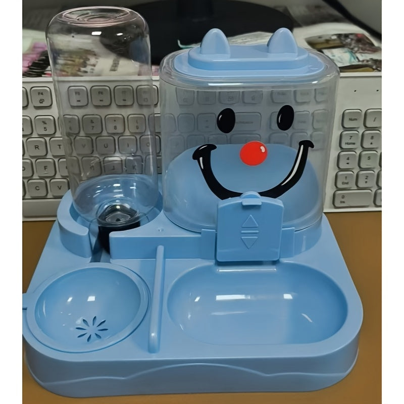Distributeur automatique 2-en-1 de nourriture et d'eau pour chat – Design aux couleurs dopamine, séparation sec et humide, plastique transparent sans BPA, sans pile – Station d'alimentation et d'hydratation intérieure pour chats et chiens
