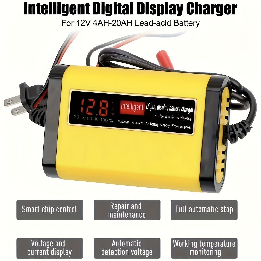 Chargeur et mainteneur de batterie de voiture intelligent 12V, chargeur d'entretien intelligent avec désulfatation et compensation de température pour batteries de 2Ah-100Ah – Compatible avec voiture, camion, moto et tondeuse à gazon
